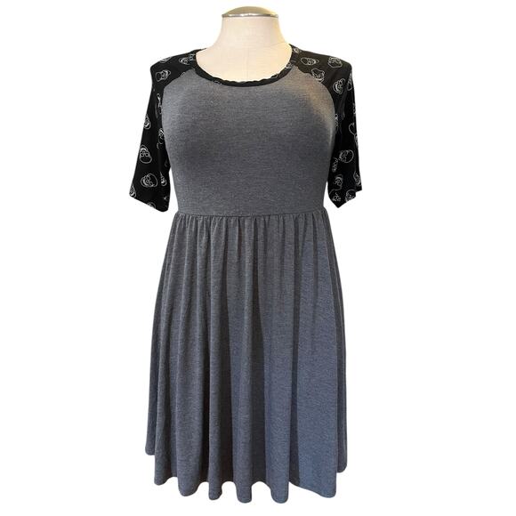 Torrid 0 (size 12) Super Soft Knit Skull Sleeve Mini Skater Dress Punk Gothic - Picture 2 of 4